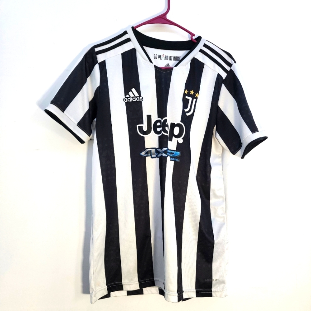 Juventus 2021 -22  Home Football Adidas Black and White Striped Soccer Jersey